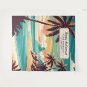 Pensioenfeest met retro strand foto achtergrond wandkleed (Voorkant (horizontaal))