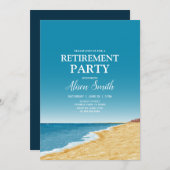 Pensioenfeest met strand, zee en blauwe lucht kaart (Voorkant / Achterkant)