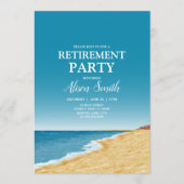 Pensioenfeest met strand, zee en blauwe lucht kaart (Voorkant)