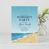 Pensioenfeest met strand, zee en lensflitsen kaart (Staand voorkant)