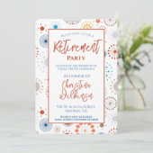 Pensioenfeest Mid Century Modern Starburst Kaart (Staand voorkant)