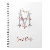 Pensioenfeest Monogram Witte Bourgondische gast Notitieboek (Voorkant)
