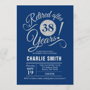Pensioenfeest - Navy Blue Silver Kaart