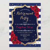 Pensioenfeest - Navy Blue White Stripes Rozen