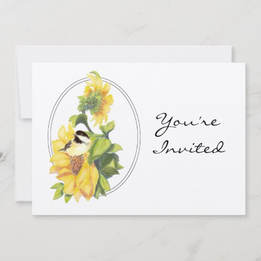 Pensioenfeest Nodig aangepaste zonnebloem en vogel Kaart (Voorkant)