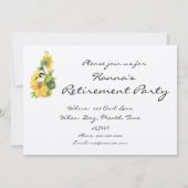 Pensioenfeest Nodig aangepaste zonnebloem en vogel Kaart (Achterkant)