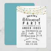 Pensioenfeest Nodig blauwgroen en gouden glitter u Kaart (Voorkant / Achterkant)