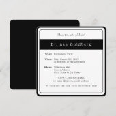 Pensioenfeest nodigen elegante arts zwart wit kaart (Voorkant / Achterkant)