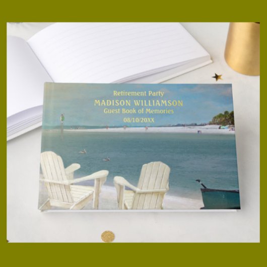 Pensioenfeest Ocean Beach Echte Gouden Folie Gastenboek