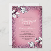 Pensioenfeest Paarse glitter witte rozen Kaart (Voorkant)