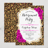 Pensioenfeest - Pink Gold Leopard Print Kaart (Voorkant / Achterkant)