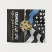 Pensioenfeest Politie Blauwe Lijn Handhaving Wandkleed (Voorkant (horizontaal))