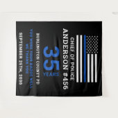 Pensioenfeest Politie Dunne Blauwe Lijn Vlag Wandkleed (Voorkant (horizontaal))