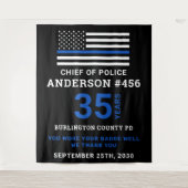 Pensioenfeest Politie Dunne Blauwe Lijn Vlag Wandkleed (Voorkant)