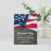 Pensioenfeest Politieagent Amerikaanse Vlag Uitnodiging Briefkaart (Staand voorkant)
