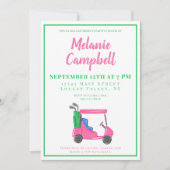 Pensioenfeest Preppy Roze Golfkar Kaart (Voorkant)