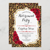 Pensioenfeest - Red Gold Leopard Print Kaart (Voorkant / Achterkant)