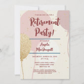 Pensioenfeest roze en goud kaart (Voorkant)