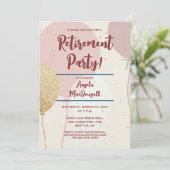 Pensioenfeest roze en goud kaart (Staand voorkant)