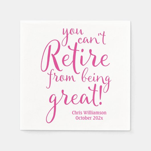Pensioenfeest Roze Pensioen Groot Servet (Voorkant)