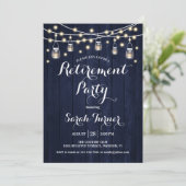 Pensioenfeest - Rustic Navy Wood Kaart (Staand voorkant)