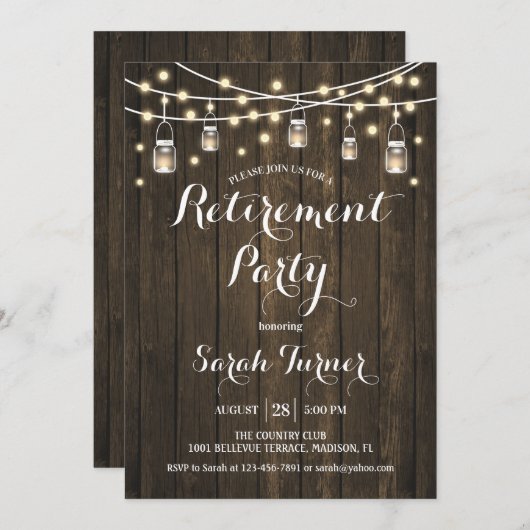 Pensioenfeest - Rustiek Hout Kaart (Voorkant / Achterkant)