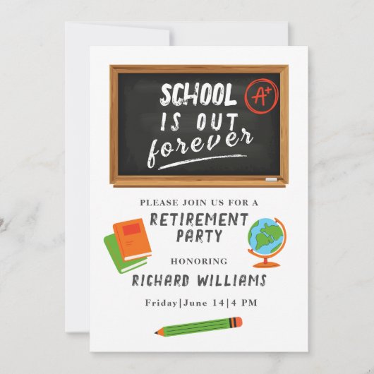 Pensioenfeest School Lerares Schoolbord Kaart (Voorkant)