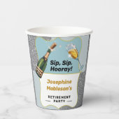Pensioenfeest, Sip Hoera Champagne Design Papieren Bekers (Voorkant)