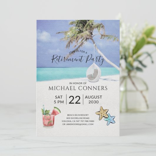 Pensioenfeest Tropisch strand Kaart (Staand voorkant)
