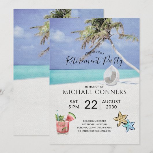 Pensioenfeest Tropisch strand Kaart (Voorkant / Achterkant)
