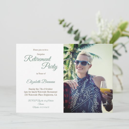 Pensioenfeest Tropische Palm Leopard Foto Kaart (Staand voorkant)