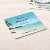 Pensioenfeest Tropische strandpalmbomen Kartonnen Onderzetters (Schuin)