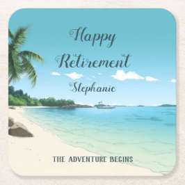 Pensioenfeest Tropische strandpalmbomen Kartonnen Onderzetters