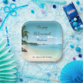 Pensioenfeest Tropische strandpalmbomen Papieren Bordje (Feest)