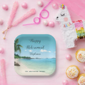 Pensioenfeest Tropische strandpalmbomen Papieren Bordje (Feest)