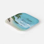 Pensioenfeest Tropische strandpalmbomen Papieren Bordje (Gebogen)