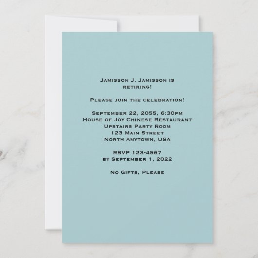 Pensioenfeest uitnodiging, bergkano's kaart (Achterkant)