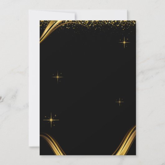 Pensioenfeest uitnodiging Elegant Zwart Goud (Achterkant)