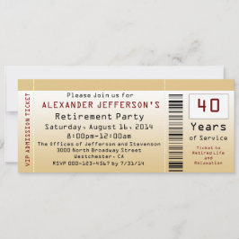 Pensioenfeest uitnodiging Goldtone Ticket