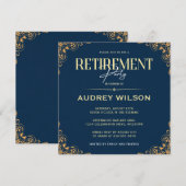 Pensioenfeest Uitnodigingen Blue Navy (Voorkant / Achterkant)