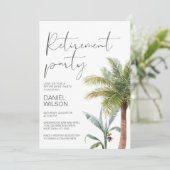 Pensioenfeest Uitnodigingen Groen tropisch (Staand voorkant)