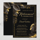 Pensioenfeest Uitnodigingen Zwart Goud Verrassing (Voorkant / Achterkant)