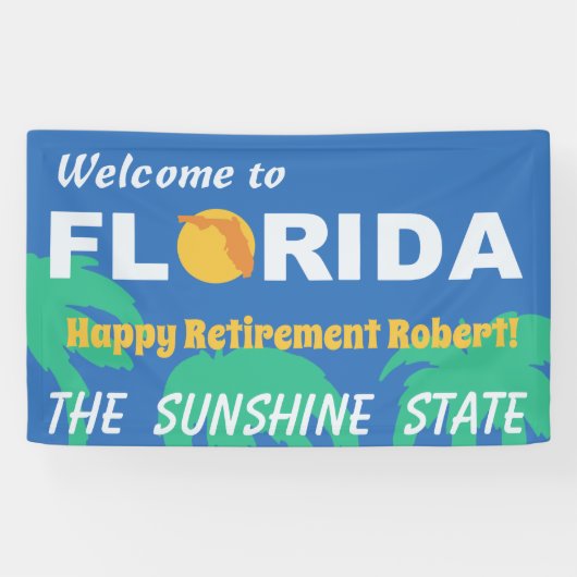 Pensioenfeest Verhuizen naar Florida Spandoek (Horizontaal)