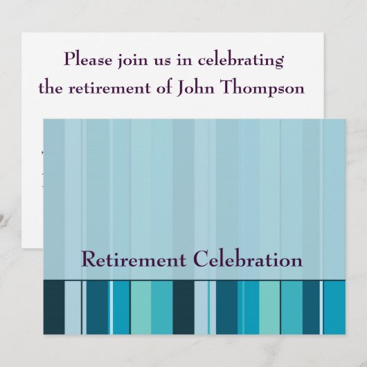 Pensioenfeest viering Royal Blue Stripes Kaart (Voorkant / Achterkant)