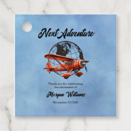 Pensioenfeest Volgende Avontuur Reisvliegtuig Bedankjes Labels