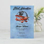 Pensioenfeest Volgende Avontuur Reisvliegtuig Kaart (Staand voorkant)