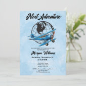 Pensioenfeest Volgende Avontuur Reisvliegtuig Kaart (Staand voorkant)