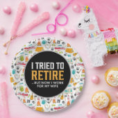 Pensioenfeest voor campingliefhebbers papieren bordje (Feest)