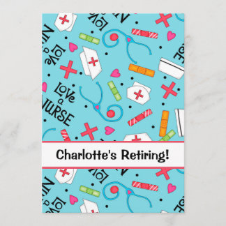 Pensioenfeest voor verpleegkundigen Turquoise Blue Kaart