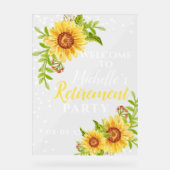 Pensioenfeest Welkom Bloemen Zonnebloem Acryl Bord (Voorkant)
